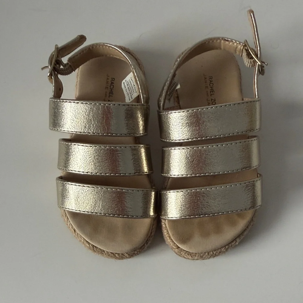 Janie and Jack Rachel Zoe toddler girls sz 6 gold sandals summer shoes VGC cute